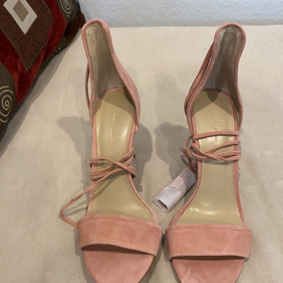 Ann Taylor Suede Ankle-Tie Sandal Size 7 Pink - Picture 6 of 6